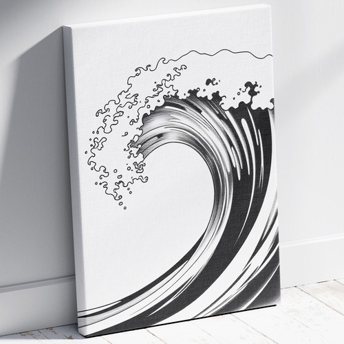 Black and white wave - wave, canvas