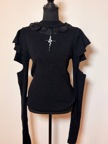 Black gothic ruffle lace - gothic,