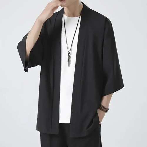 Black japanese style haori - japanese,