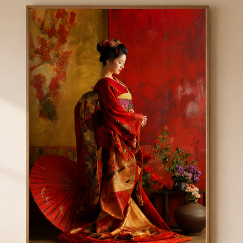 Japanese geisha kimono art - japanese,