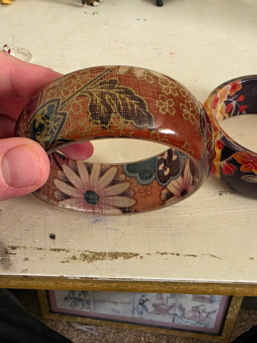 Two vintage resin bangles - two,